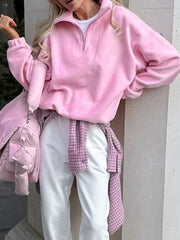 Quarter Zip Long Sleeve Sweatshirt OutfitFlow