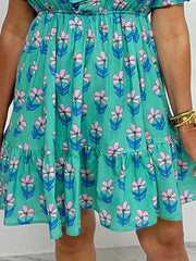 Floral Print Puff Sleeve Shirt Dress OutfitFlow