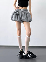 Striped Bubble Hem Casual Shorts OutfitFlow