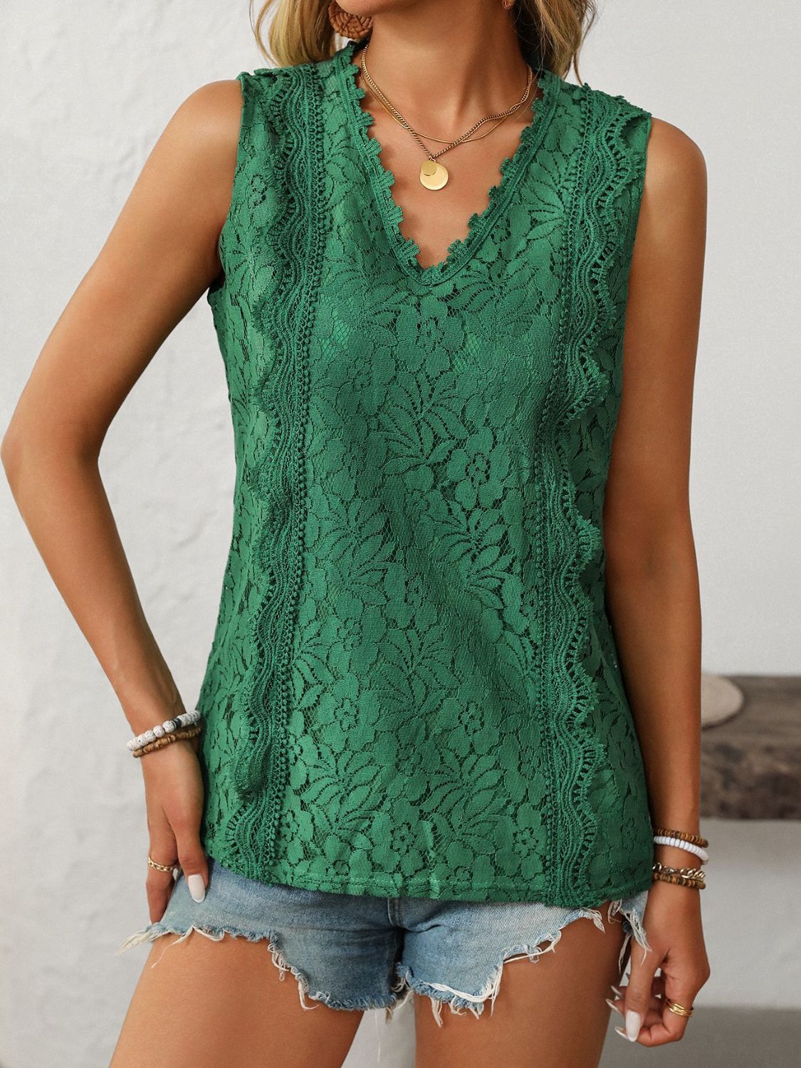 Mandy Lace V-Neck Tank