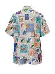 Printed Short Sleeve Shirt and Shorts Set OutfitFlow