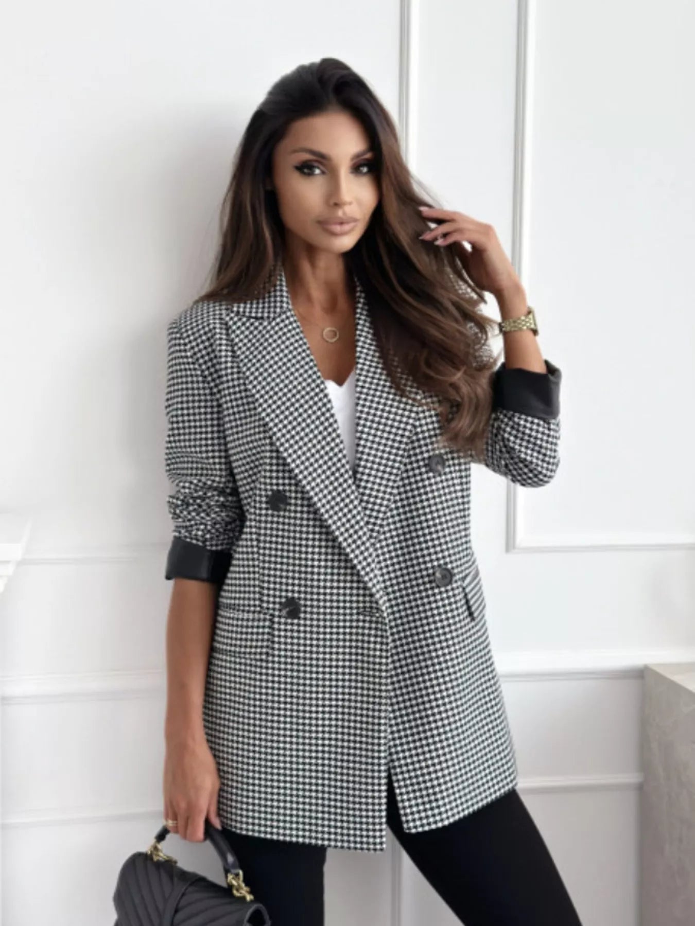 Lapel Collar Long Sleeve Blazer OutfitFlow