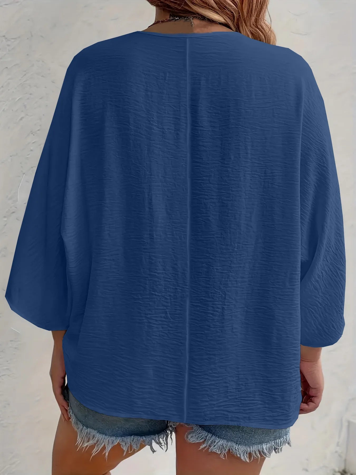 Full Size Casual V-Neck Button Down Relaxed Fit Blouse Plus Size OutfitFlow