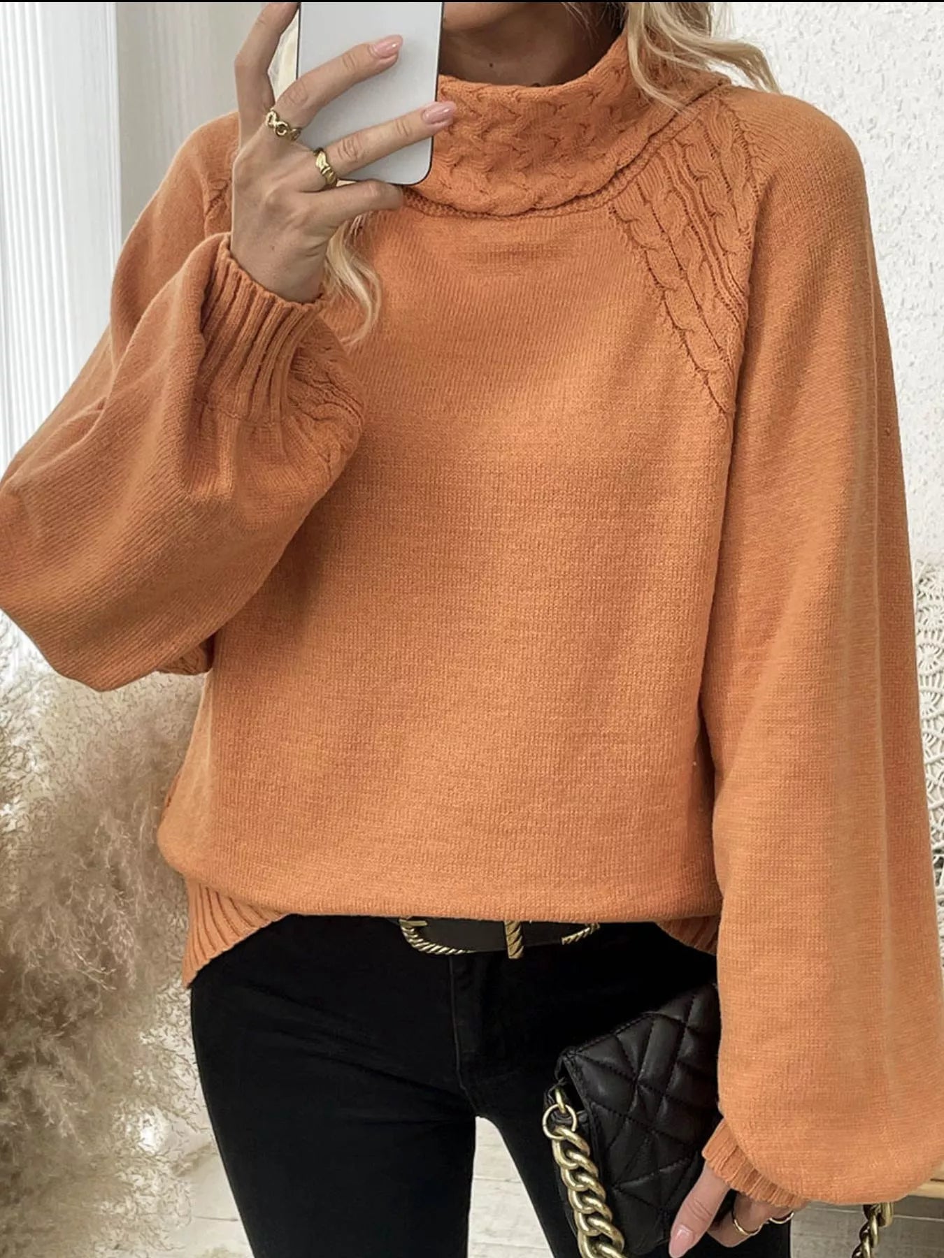 Cable Knit Turtleneck Sweater OutfitFlow