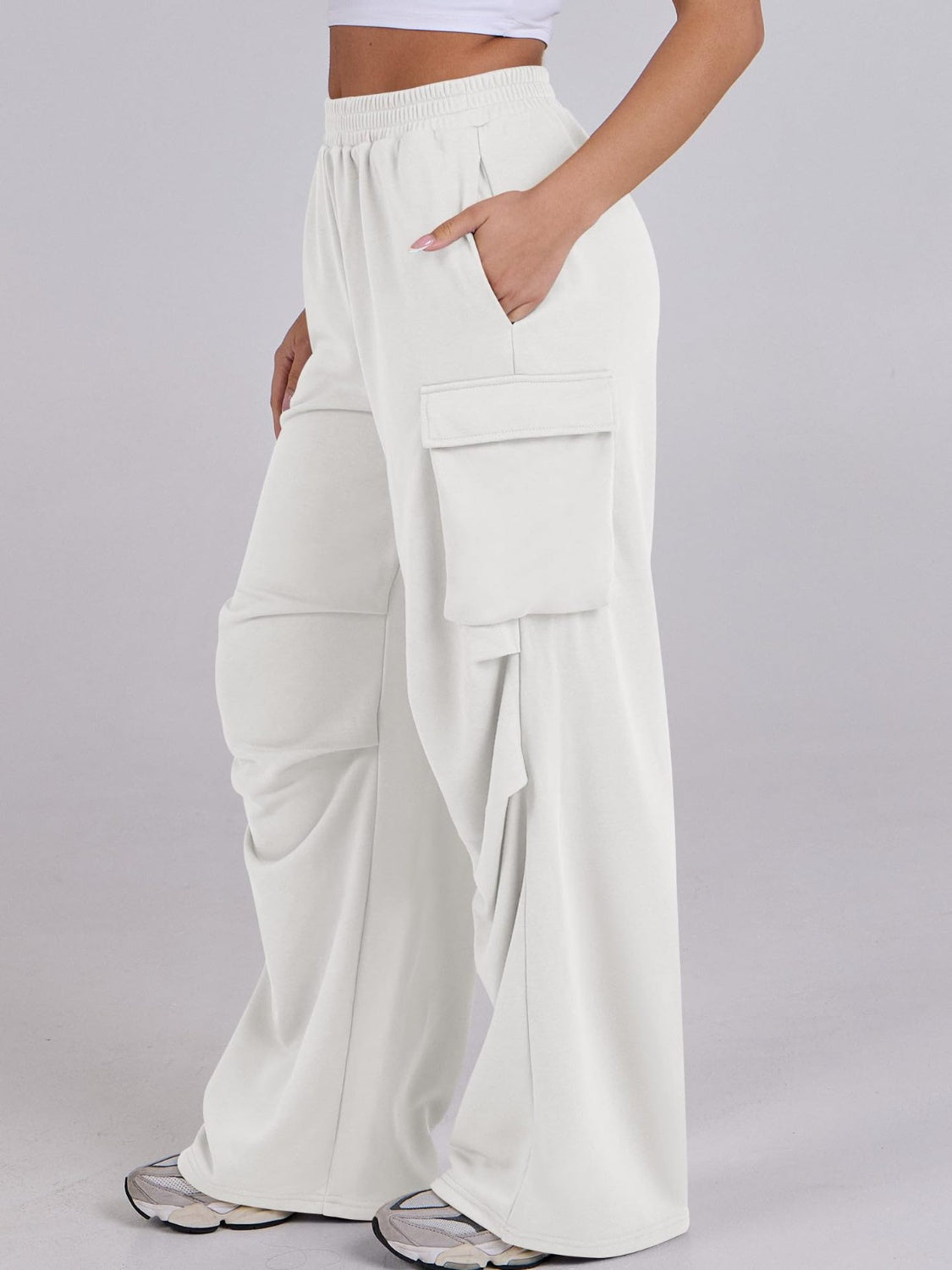 Outfit Flow - Elastic Waist Wide Leg Pants with Pockets