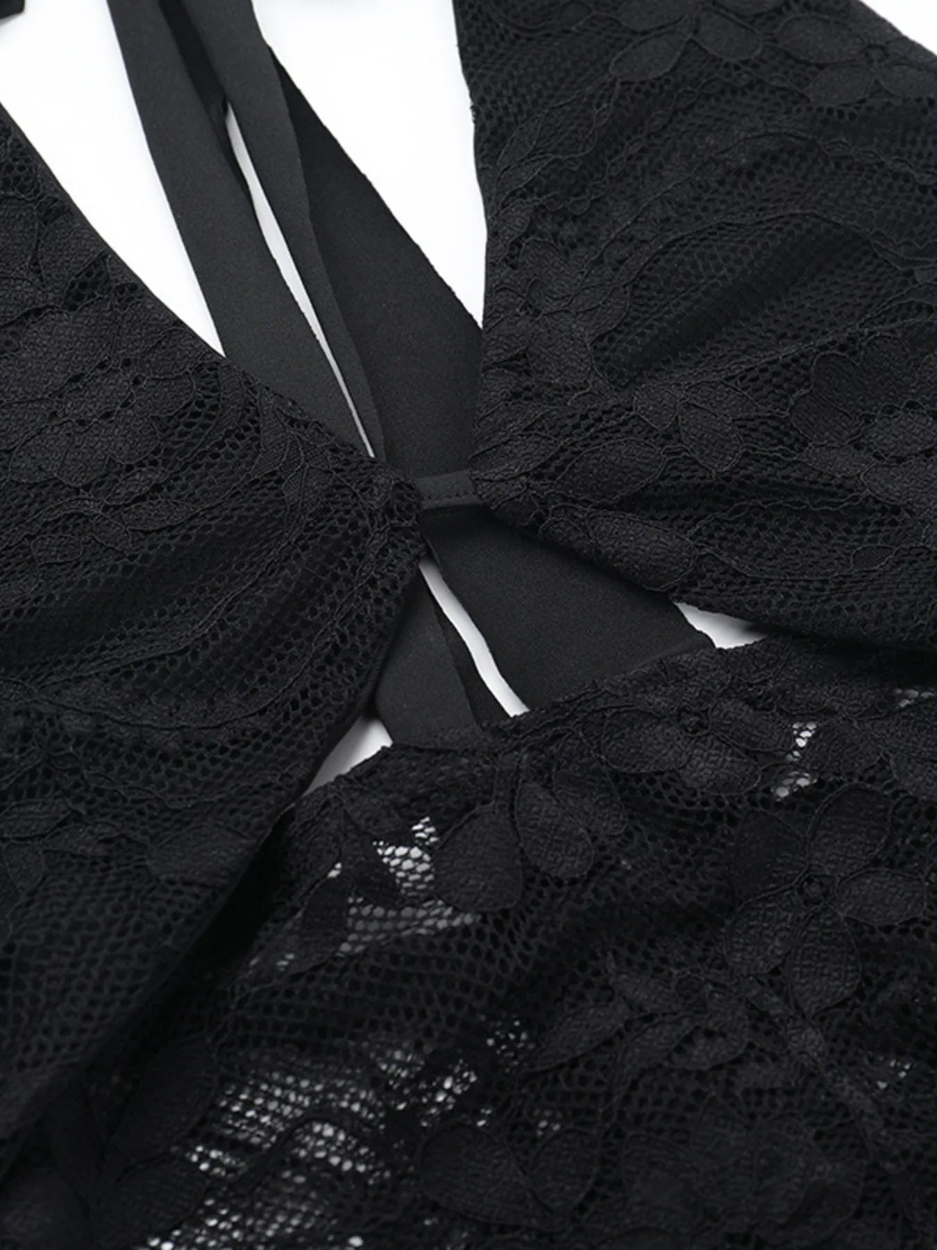 Lace Halter Neck Mini Dress OutfitFlow