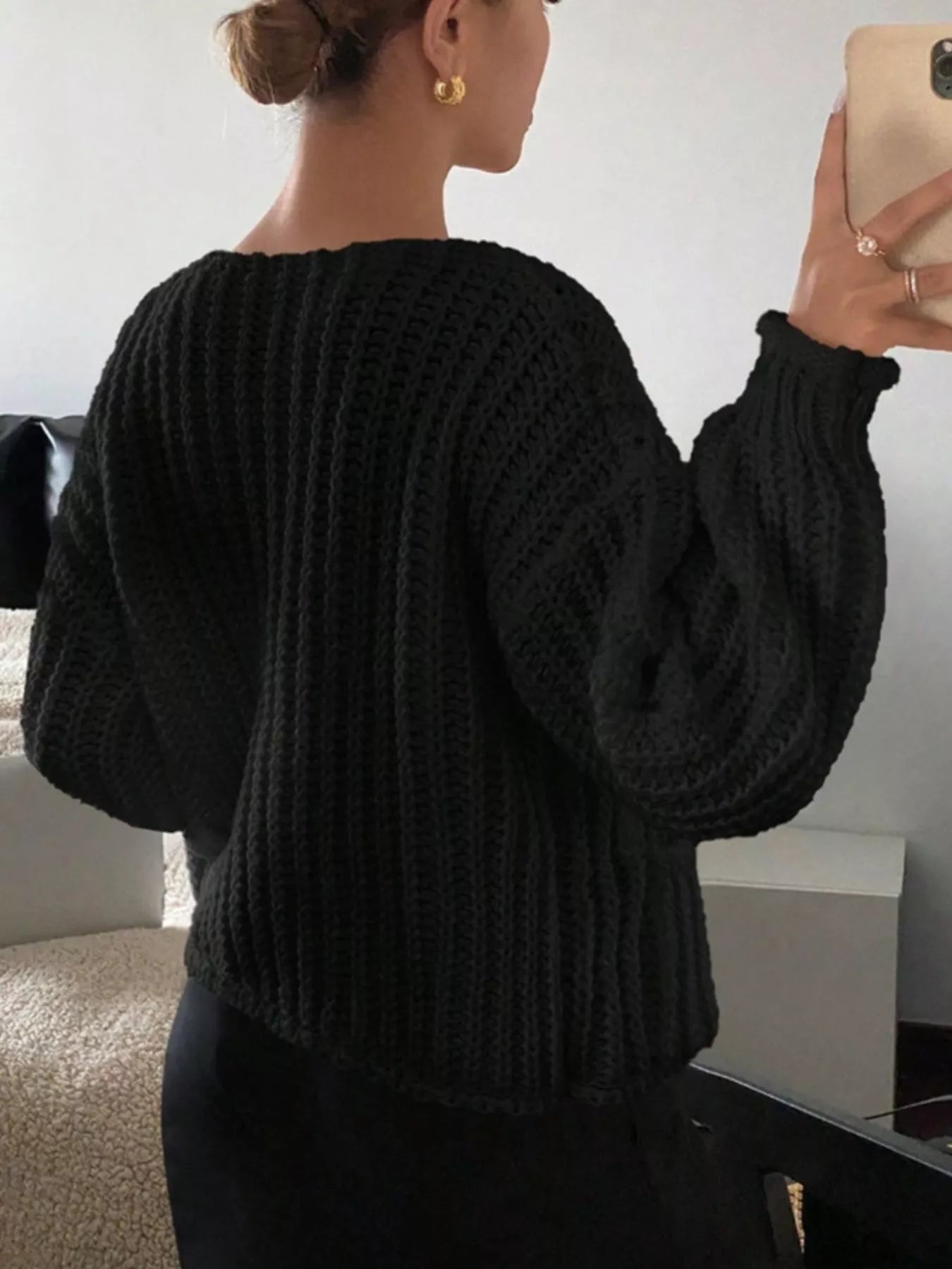 Button Up Dropped Shoulder Cardigan OutfitFlow