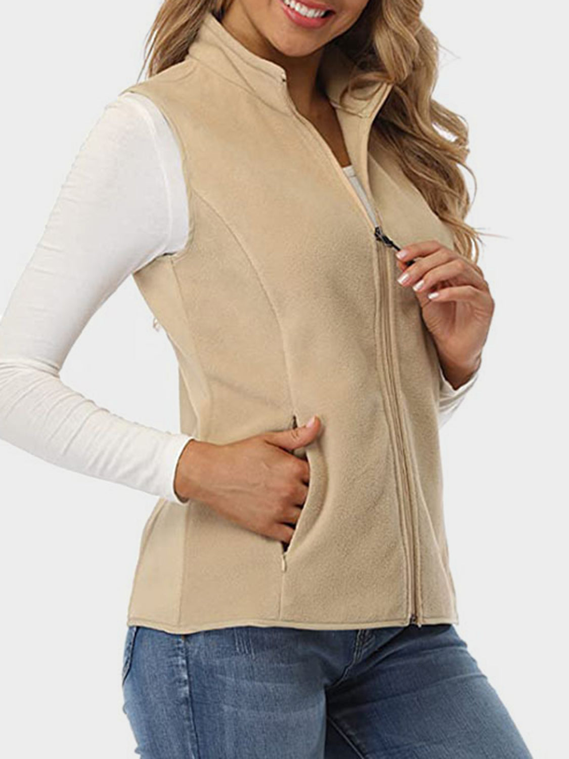 Outfit Flow - Zip Up Turtleneck Vest with Pockets