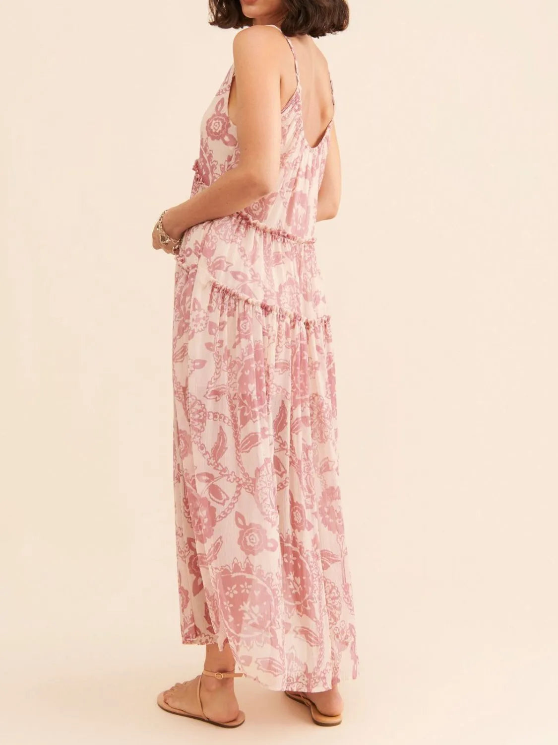 Printed V-Neck Sleeveless Dress OutfitFlow