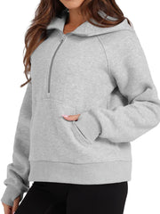 Half-Zip Hoodie with Kangaroo Pocket OutfitFlow