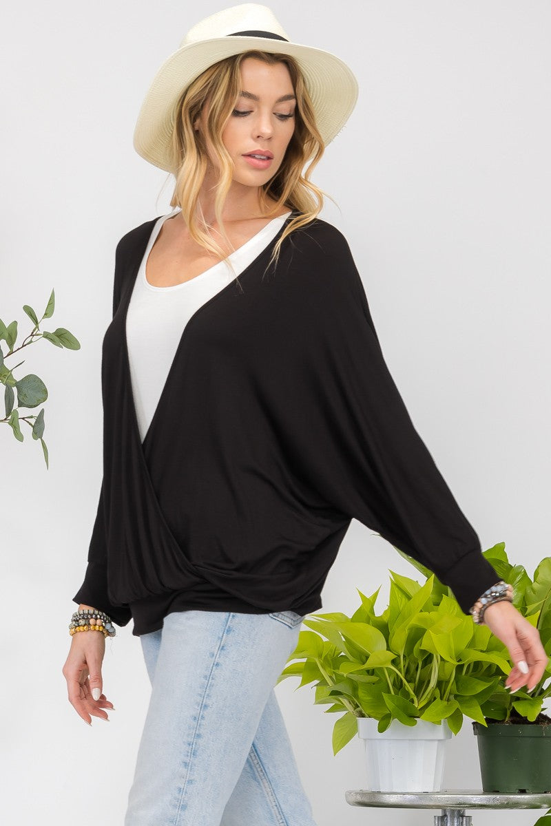 Outfit Flow - Celeste Full Size Contrast Round Neck Top with Two Layer Detail