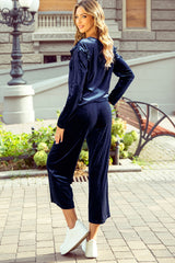 Outfit Flow - Frill Round Neck Long Sleeve Top and Pants Set