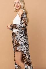 And The Why Animal Print Kimono and Shorts Set OutfitFlow