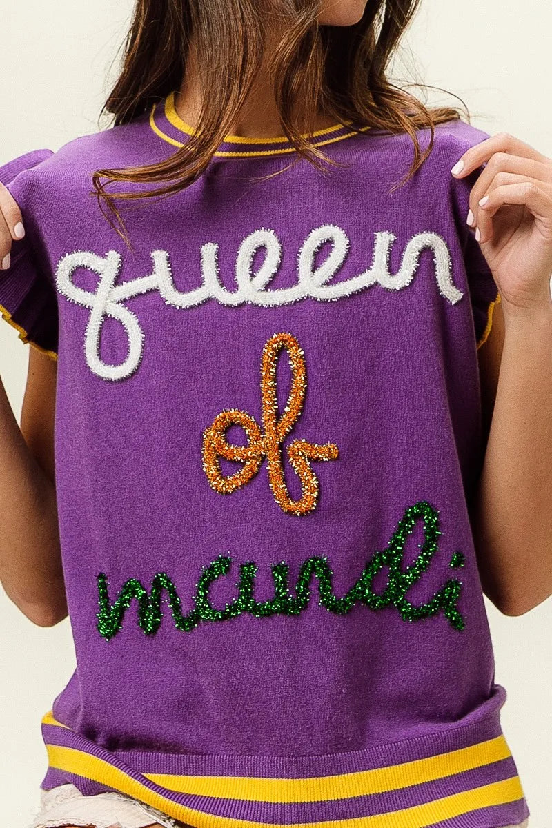 BiBi Queen Of Mardi Ruffled Armhole Sleeveless Knit Top Trendsi