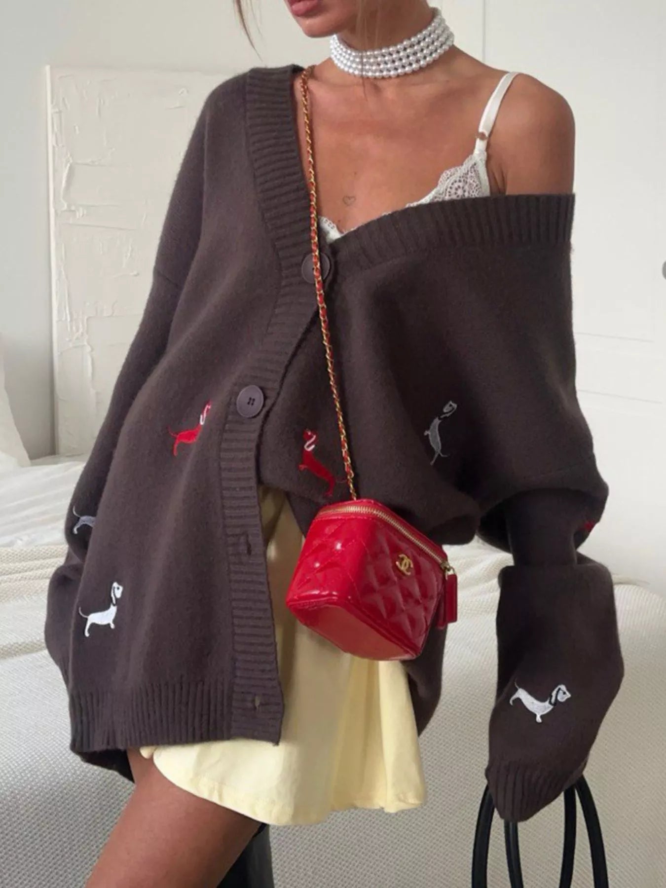 Embroidered Button Up Cardigan OutfitFlow