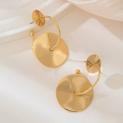 18K Gold-Plated Geometric Circle Drop Earrings OutfitFlow