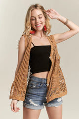 ADORA Button Down Crochet Vest Top OutfitFlow