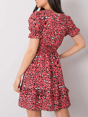 Leopard Print Tie Front Short Sleeve Mini Dress OutfitFlow