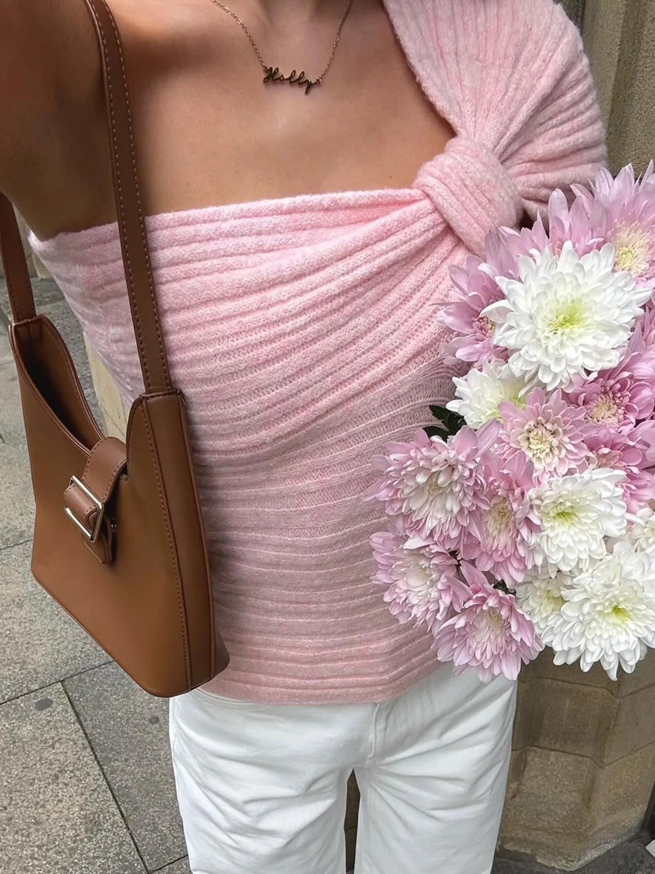 One Shoulder Ribbed Sweater OutfitFlow