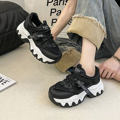 Lace Up Round Toe Platform Athletic Shoes OutfitFlow