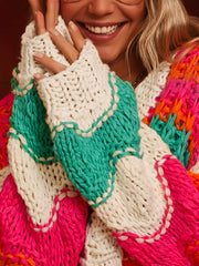 Color Block Open Front Cardigan OutfitFlow