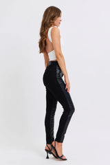 Judy Blue Plus Size HW Faux Leather Skinny Pants OutfitFlow