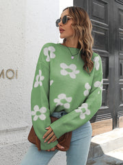 Floral Dropped Shoulder Sweater OutfitFlow