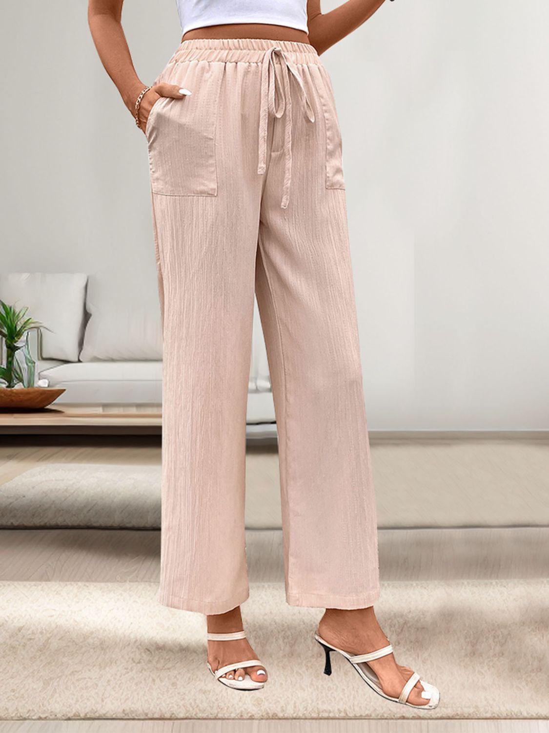 Outfit Flow - Perfee Tied Wide Leg Pants with Pockets