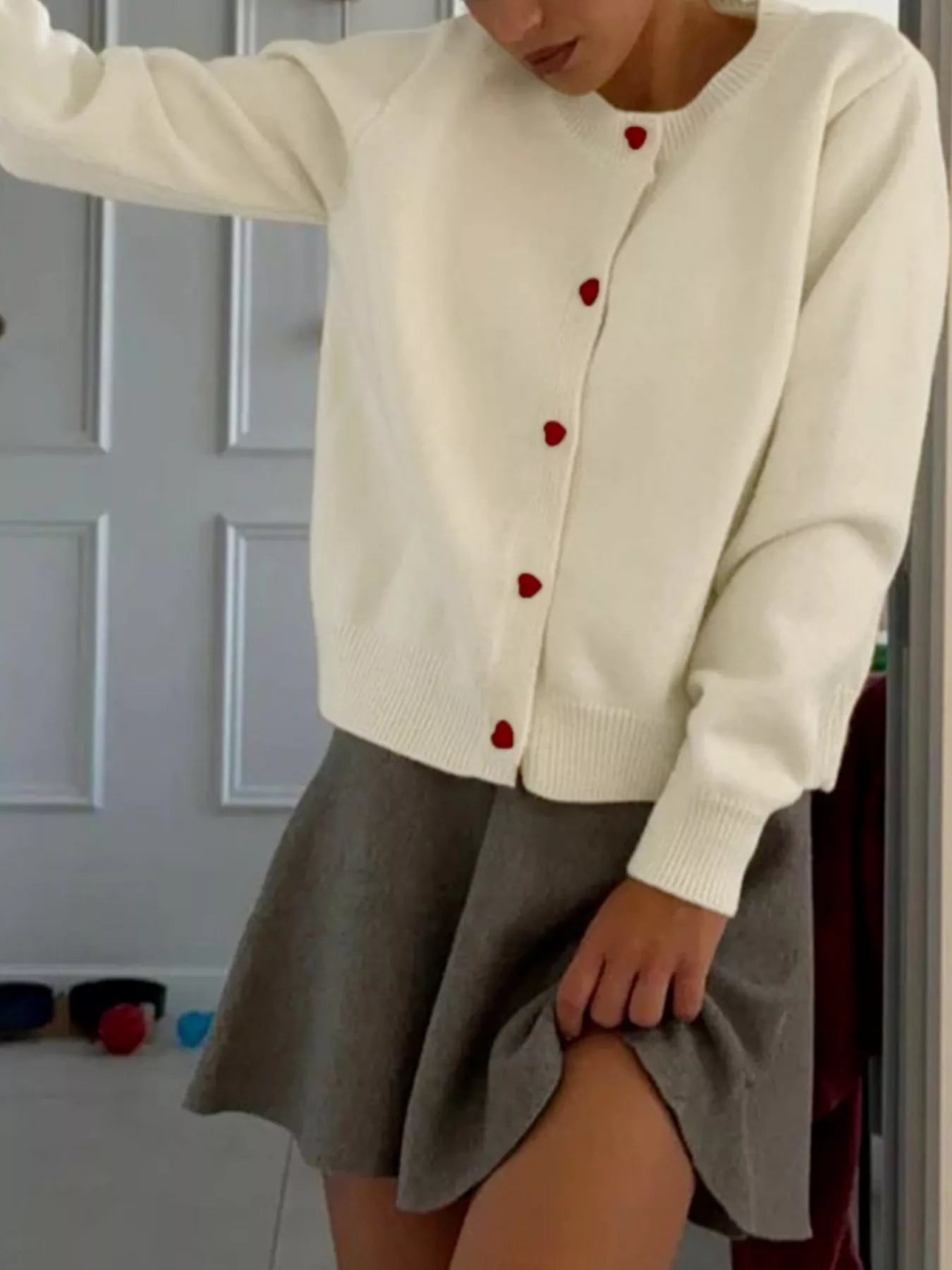 Button-Front Long Sleeve Cardigan OutfitFlow