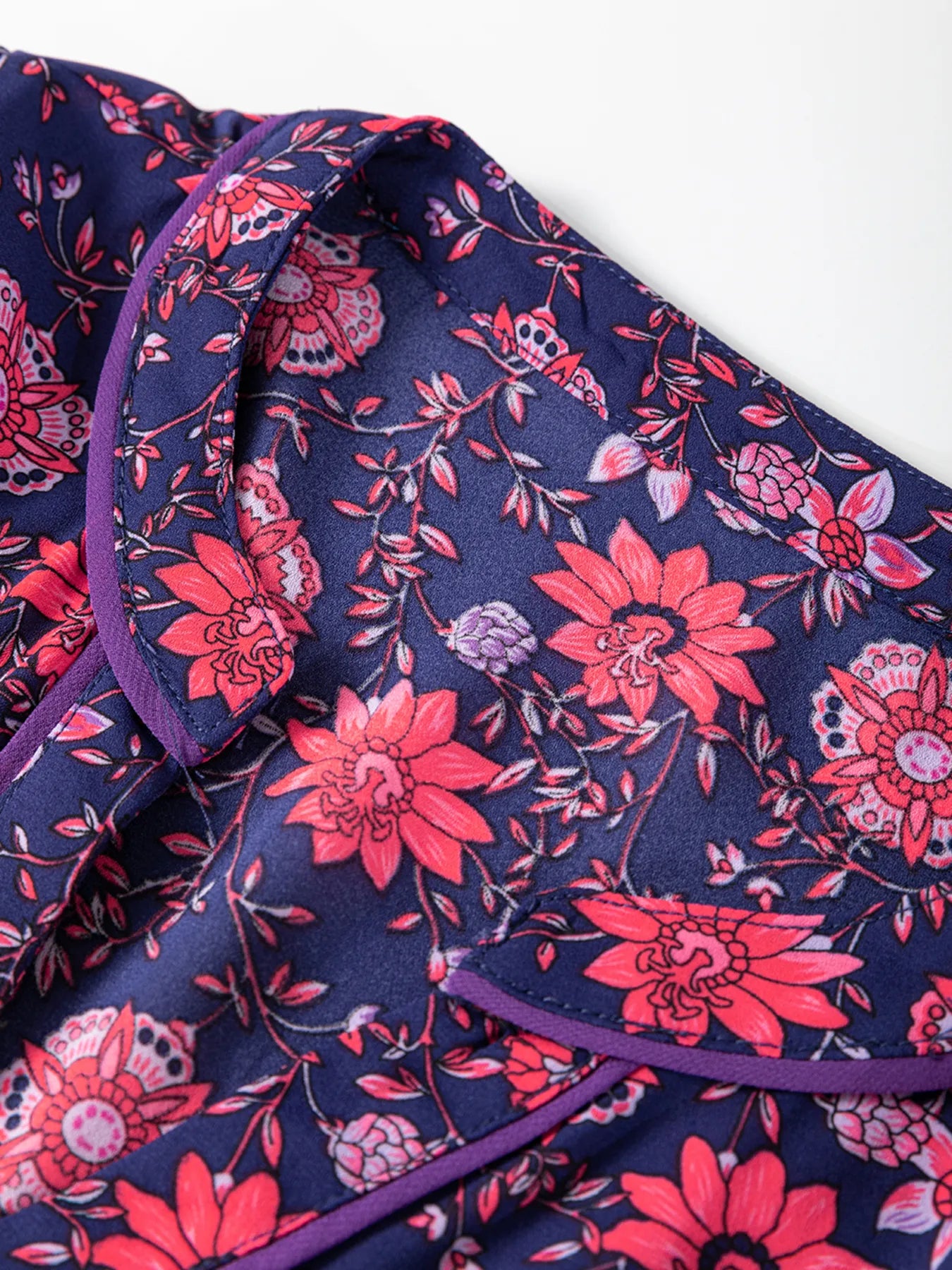 Floral Half Sleeve Split Neck Blouse Top OutfitFlow