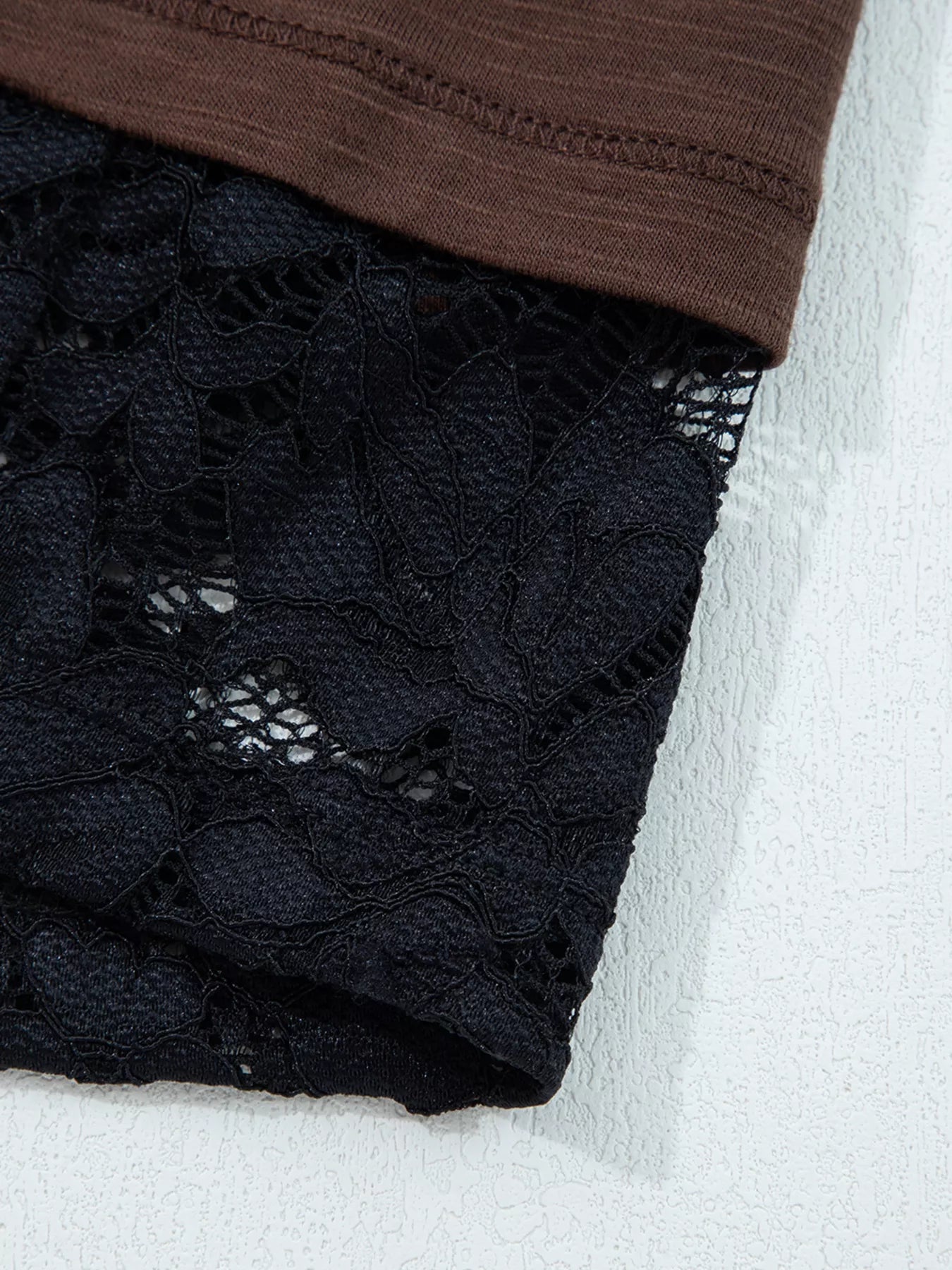 Sheer Lace Patchwork Casual Long Sleeve Top OutfitFlow