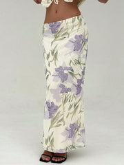 Floral Print Maxi Wrap Skirt Lilac OutfitFlow