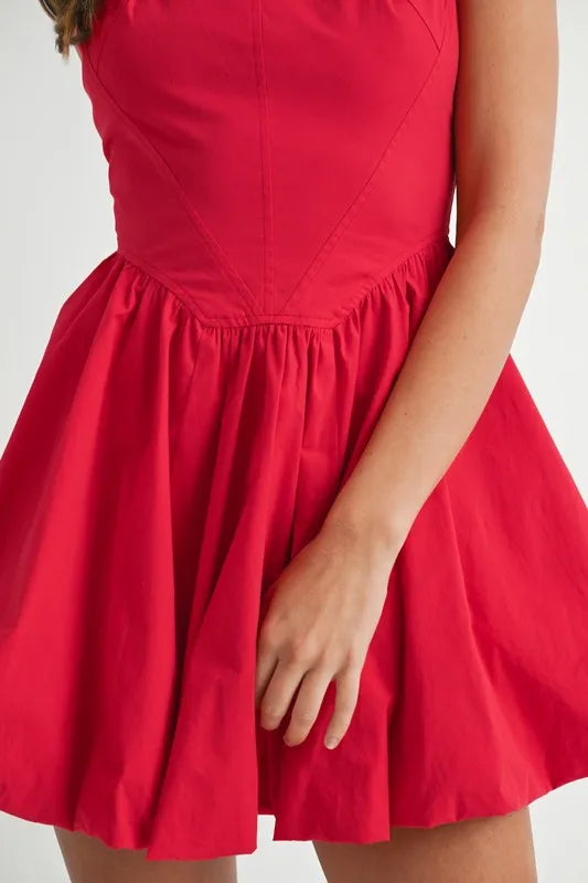 MABLE Poplin Square Neckline Bubble Mini Dress OutfitFlow