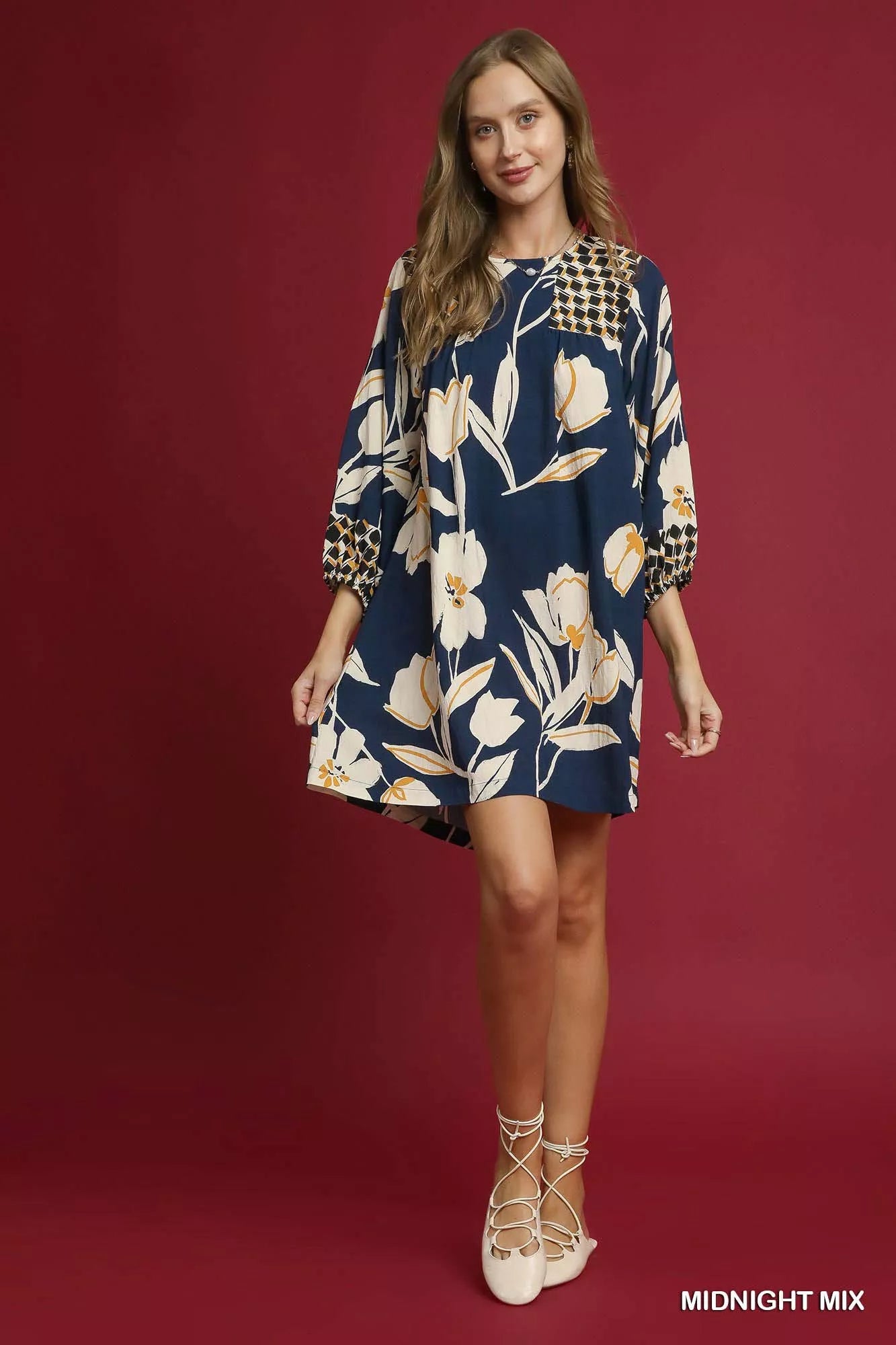 Umgee Floral High-Low Babydoll Dress Trendsi