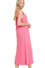 Zenana French Terry Twisted Strap Midi Dress OutfitFlow