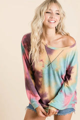 BiBi Tie Dye Print French Terry Sweatshirt MINT MULTI OutfitFlow