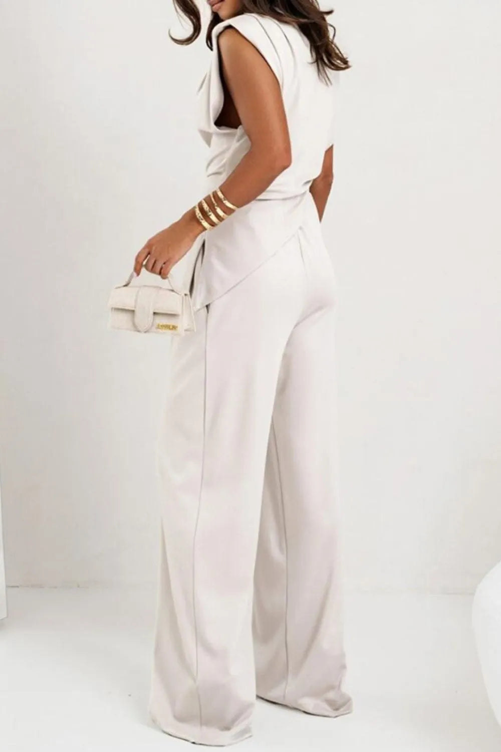 Round Neck Top and Pants Set OutfitFlow