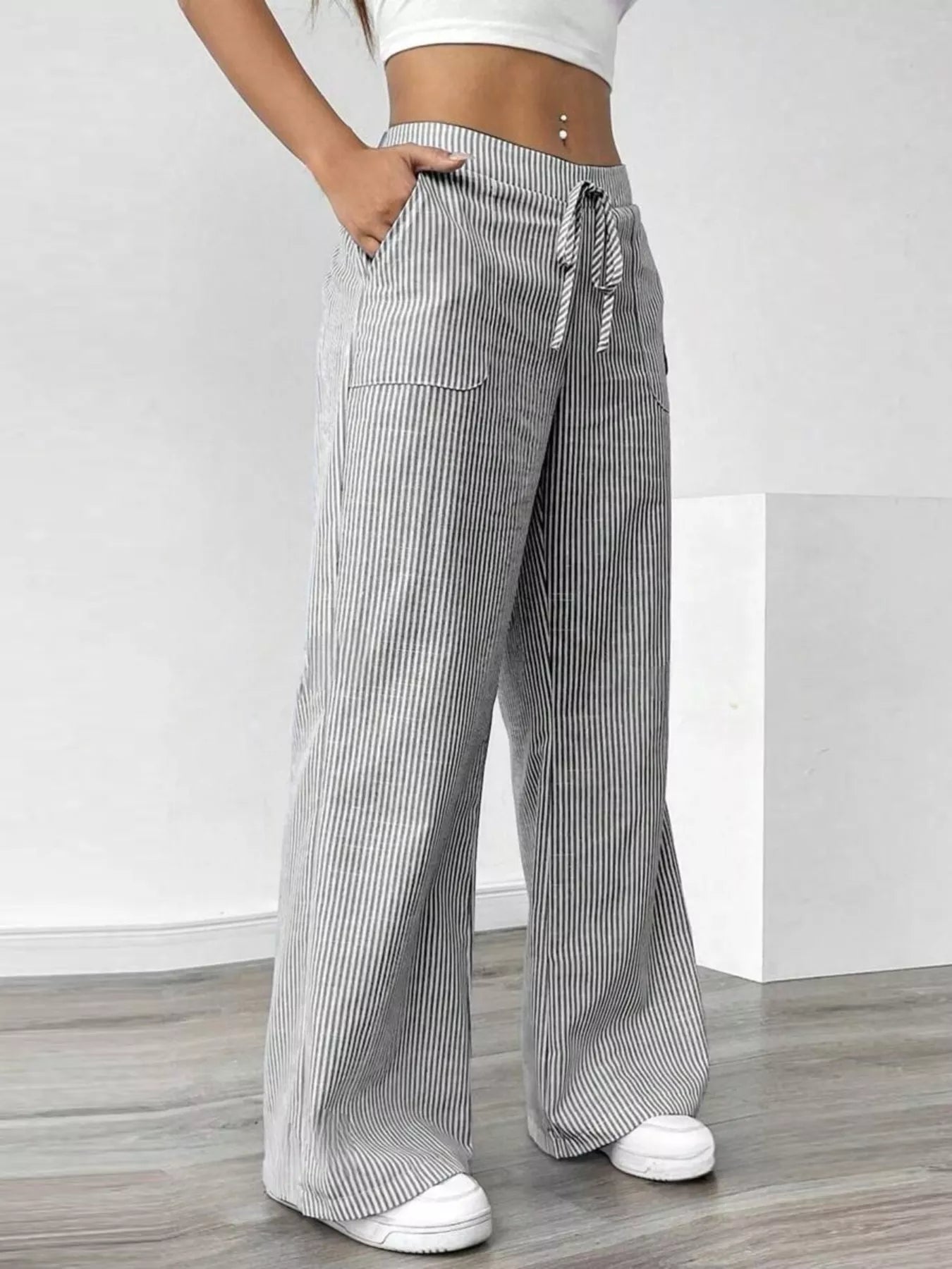 Striped Wide Leg Pants OutfitFlow