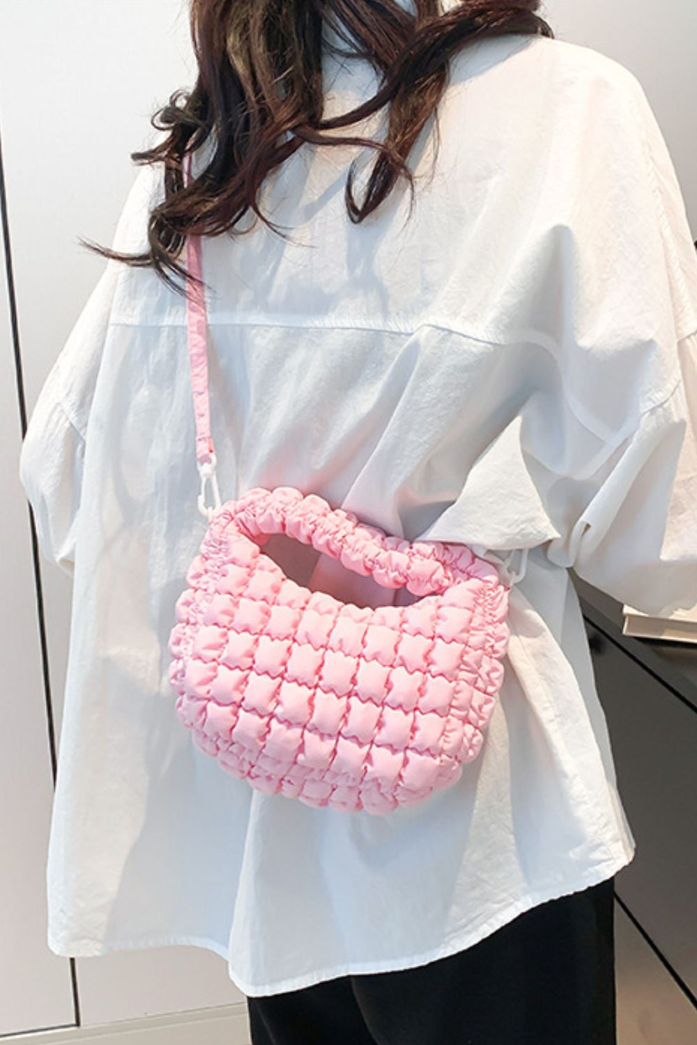 Quilted Puffy Removable Strap Crossbody Bag