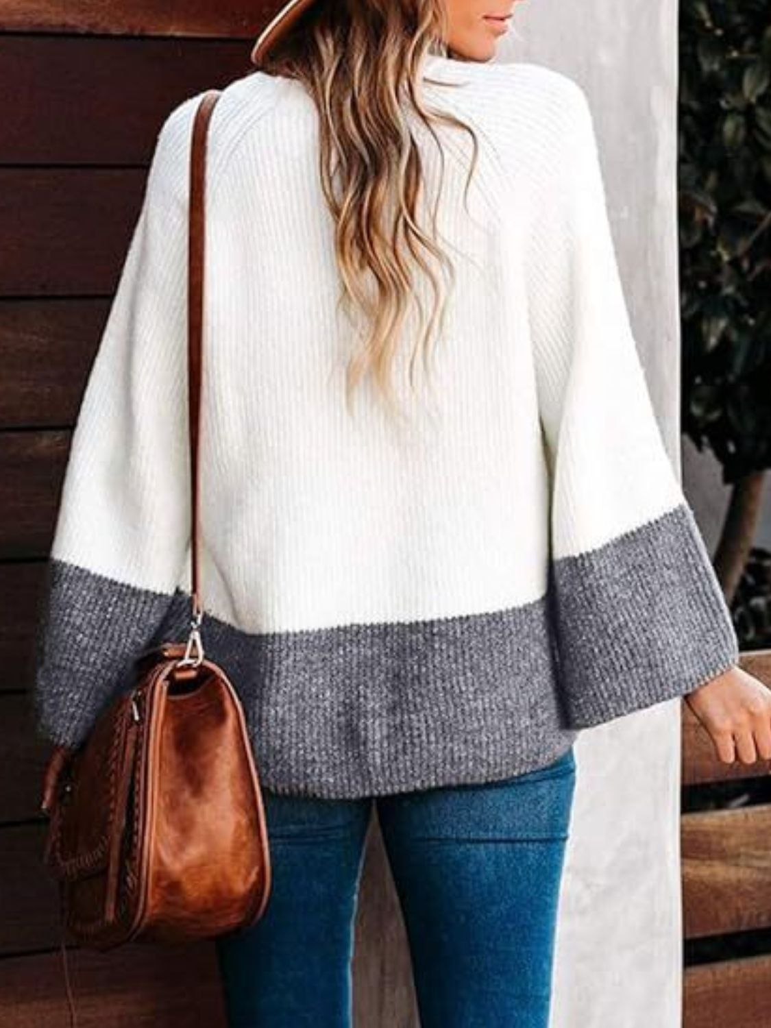 Outfit Flow - Contrast Round Neck Long Sleeve Sweater