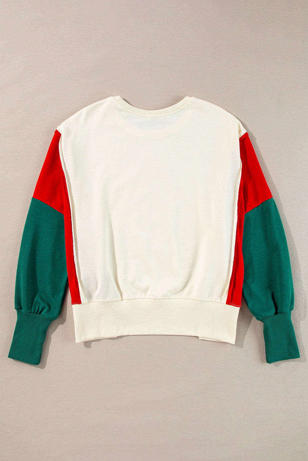 Outfit Flow - Color Block Star Side Slit Lantern Sleeve Sweatshirt