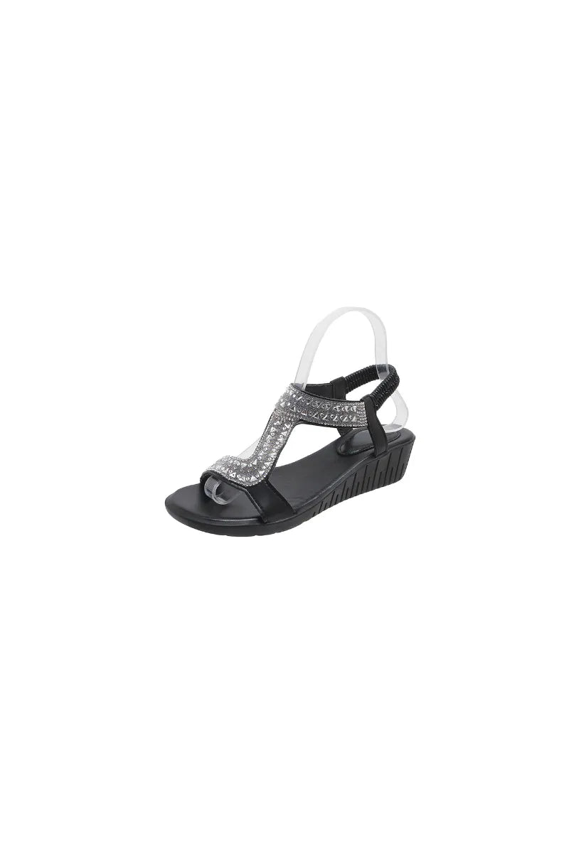 Open Toe Wedge Sandals Black OutfitFlow