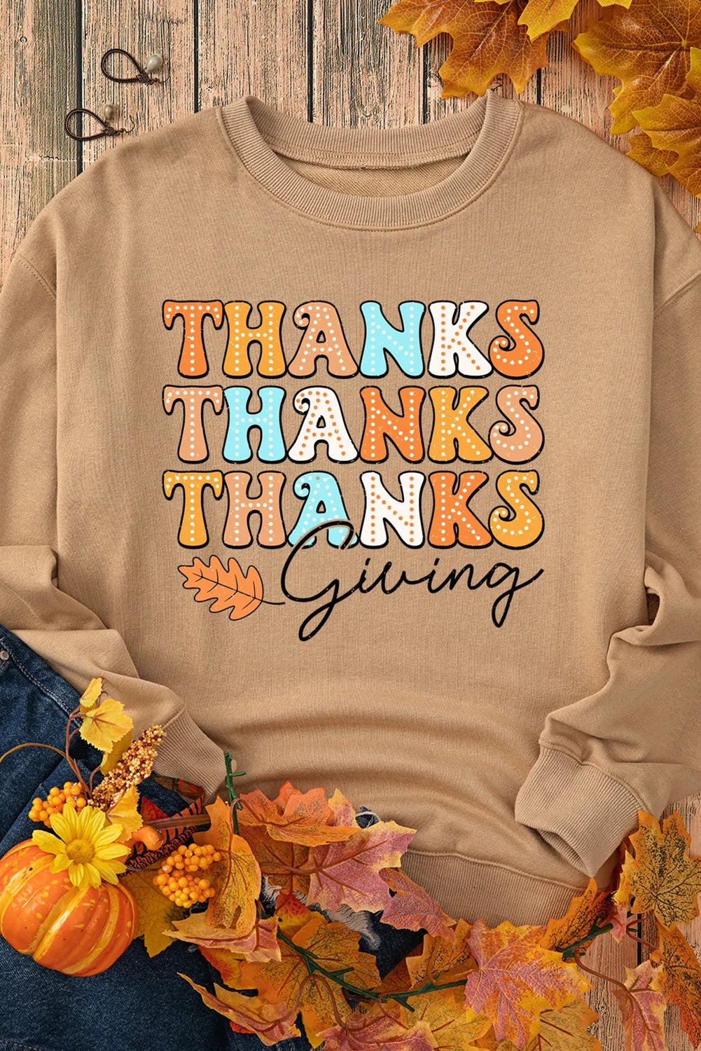 Outfit Flow - THANKSGIVING Round Neck Dropped Shoulder Sweatshirt