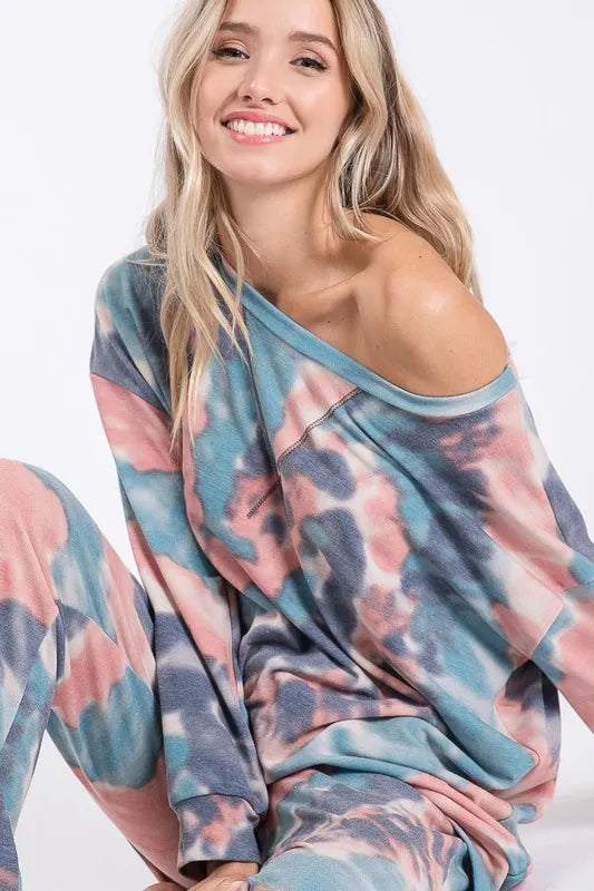 BiBi Tie Dye French Terry Casual Pants OutfitFlow