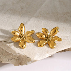 Stainless Steel Flower Earrings OutfitFlow