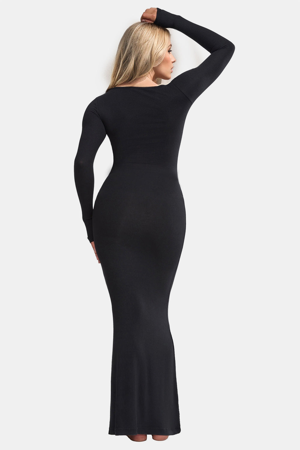 Outfit Flow - Basic Bae Built-In Shapewear Square Neck Long Sleeve Maxi Dress