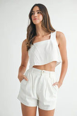 MABLE Sleeveless Crop Top and Shorts Set OutfitFlow