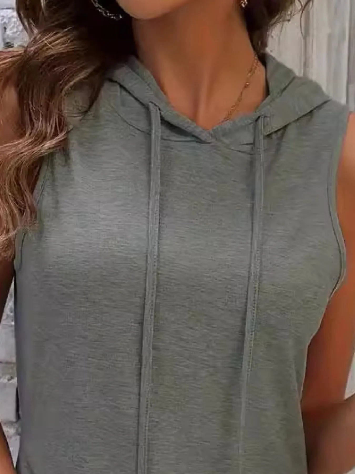 Full Size Drawstring Casual Sleeveless Hooded Mini Dress Plus Size OutfitFlow