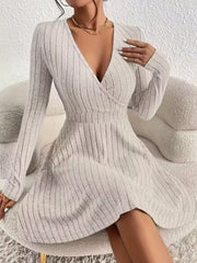 Ribbed Knit Wrap Mini Dress OutfitFlow