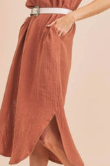 Aemi + Co Round Neck Midi Tank Dress with Pockets OutfitFlow